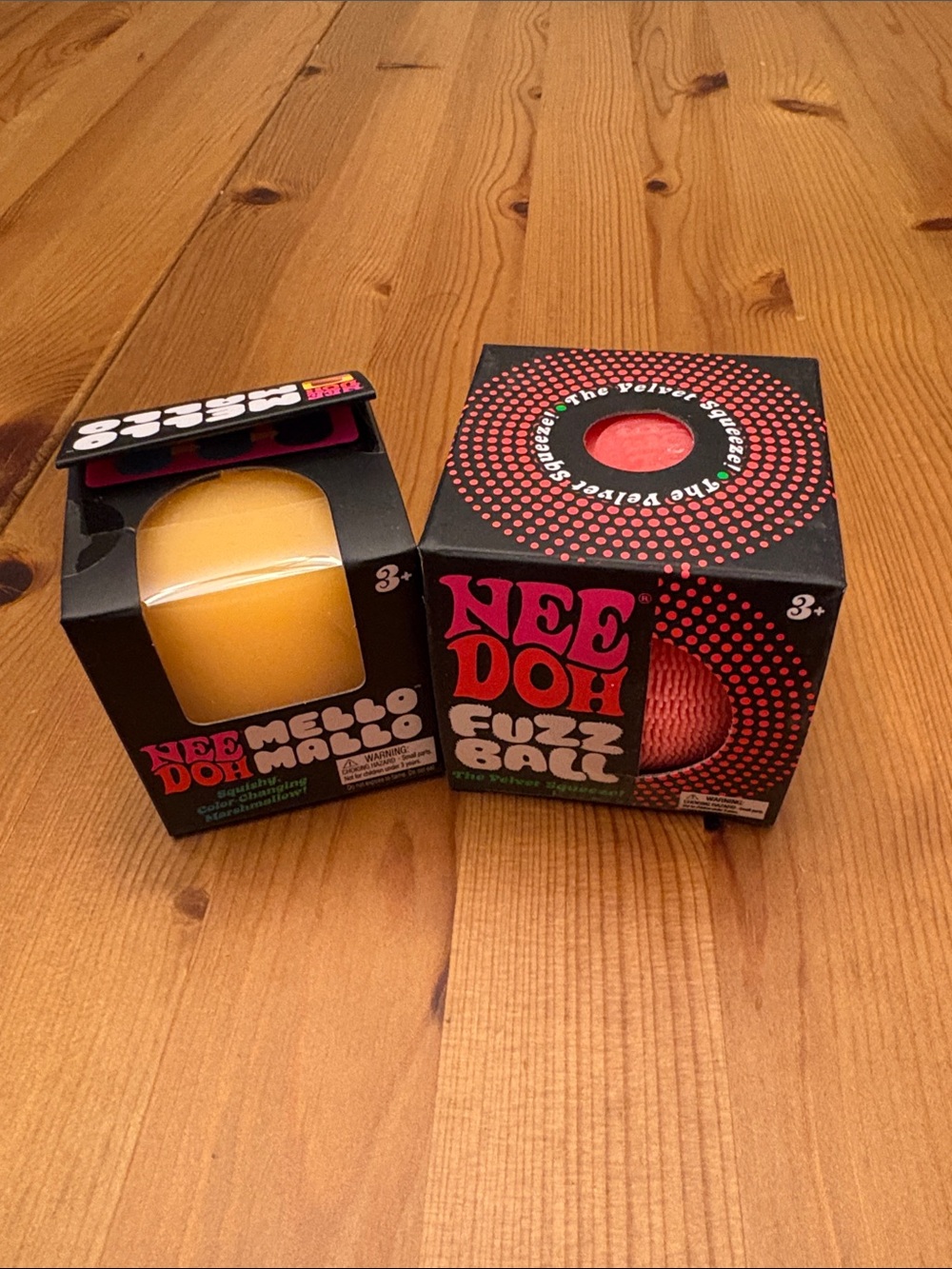Needoh bundleFuzz Ball & Mello Mallo Stress Toys - orange and Yellow